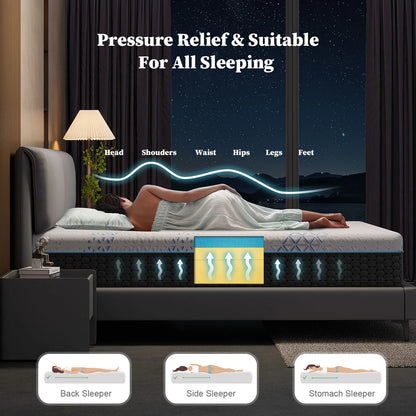 12 Inch Queen Green Tea Memory Foam Mattress for Cool Sleep & Pressure Relief, Bed in a Box, Removable Cover No Fiberglass, CertiPUR-US Certified
