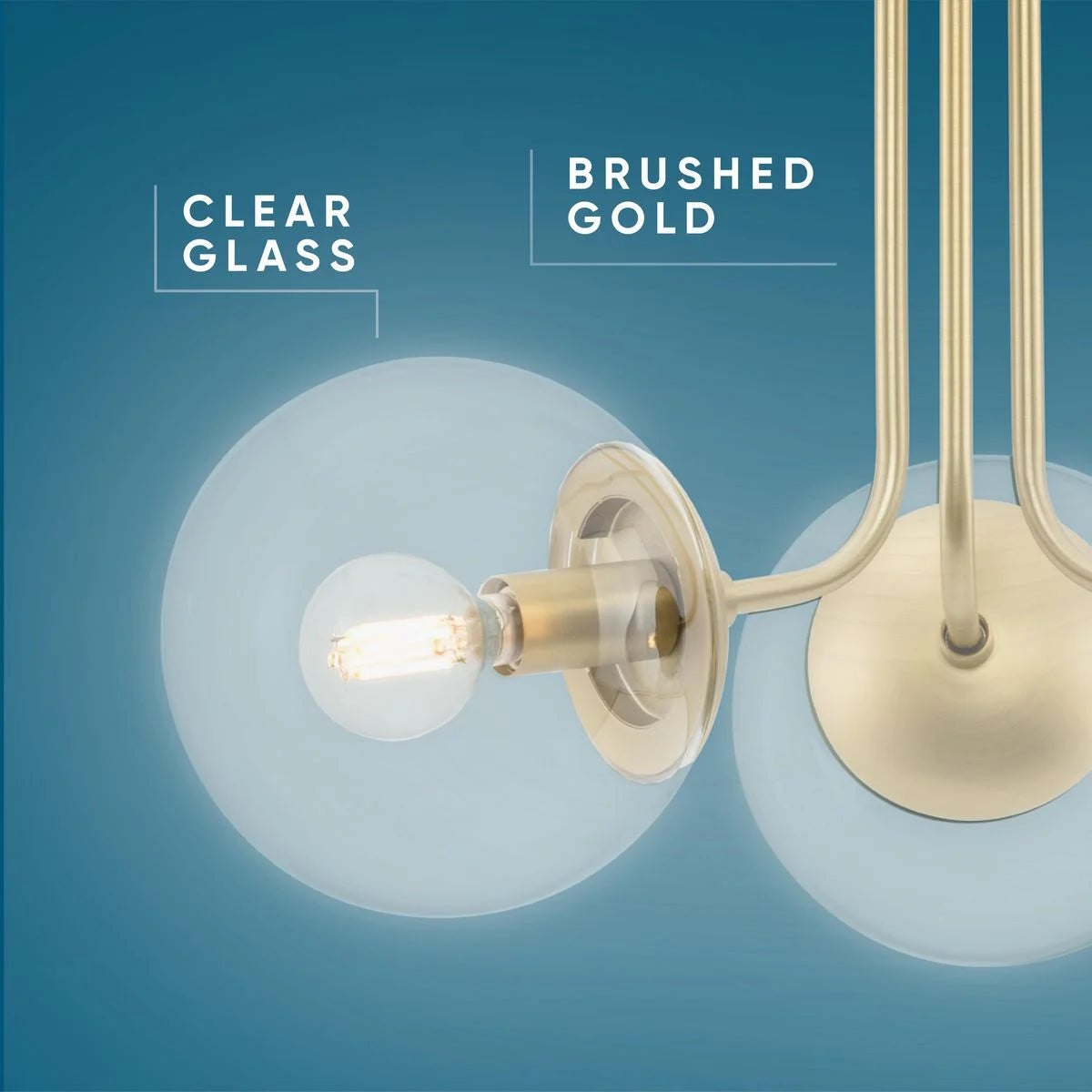 Avec Merrit Collection 3-Light Brushed Gold Contemporary Chandelier with Clear Glass Globe Shades