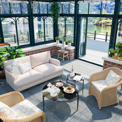 Wisfor Round Tempered Glass Table Coffee Table Steel Novelty Legs for Bedroom Living Room, Gray