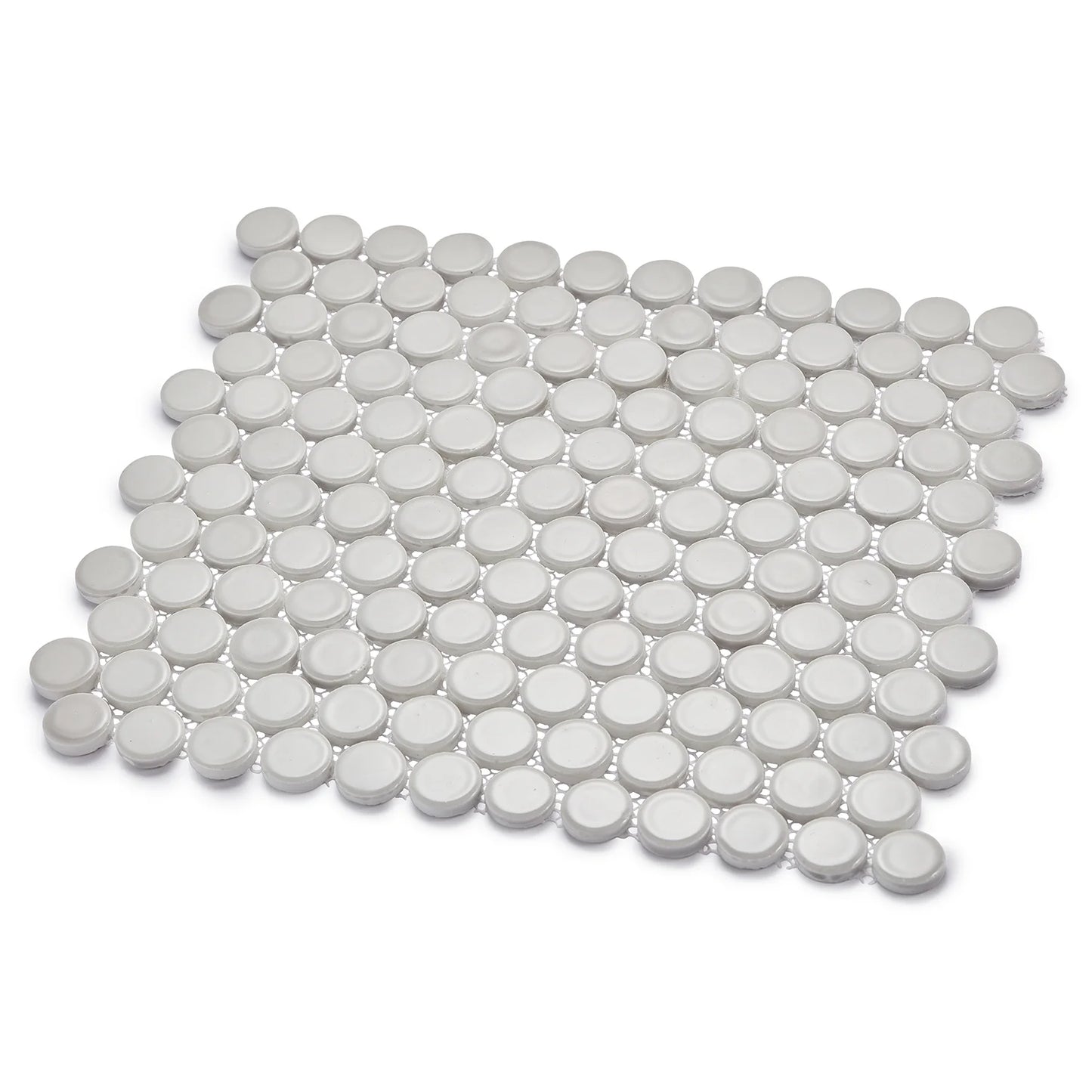 Huelva 12.68" x 11.02" Glass Penny Mosaic Floor and Wall Tile in White (Pack of 11)