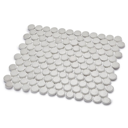 Huelva 12.68" x 11.02" Glass Penny Mosaic Floor and Wall Tile in White (Pack of 11)