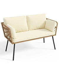 Dextrus L-Shaped Patio Sofa, All-Weather Wicker Patio Conversation Set with Tempered Glass Table & Cushions