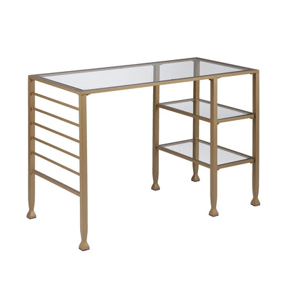 Jaymes Gold Metal/Glass Writing Desk