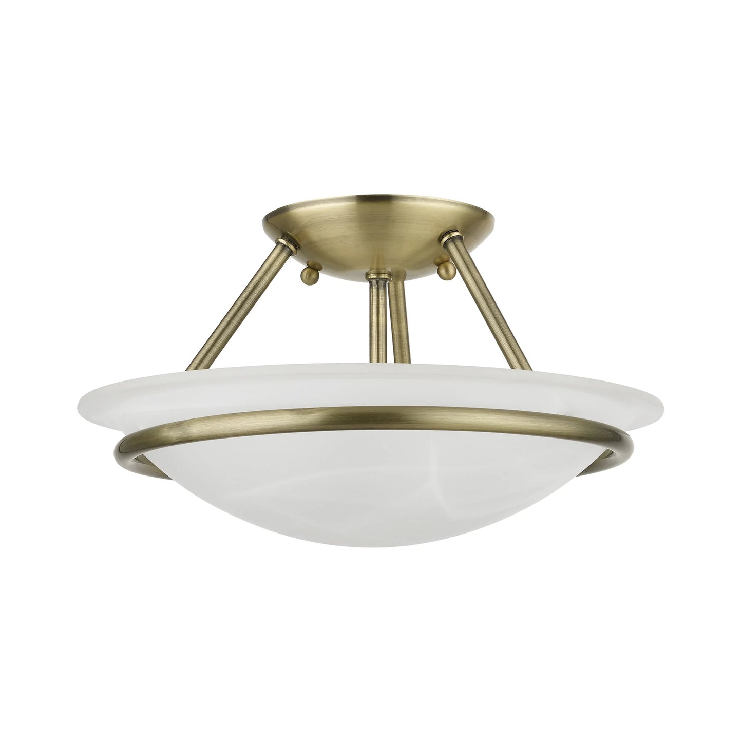 Livex Lighting Newburgh Black/White Stainless Steel/Alabaster Glass Ceiling Mount