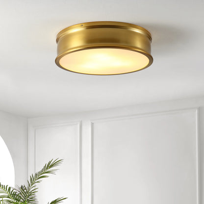 SAFAVIEH Adria 16 in. Modern 3-Light Brass Gold Iron Mount Light with Glass Shade