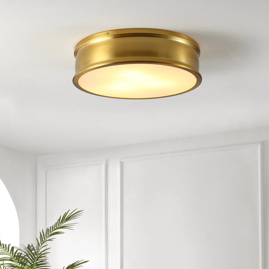 SAFAVIEH Adria 16 in. Modern 3-Light Brass Gold Iron Mount Light with Glass Shade
