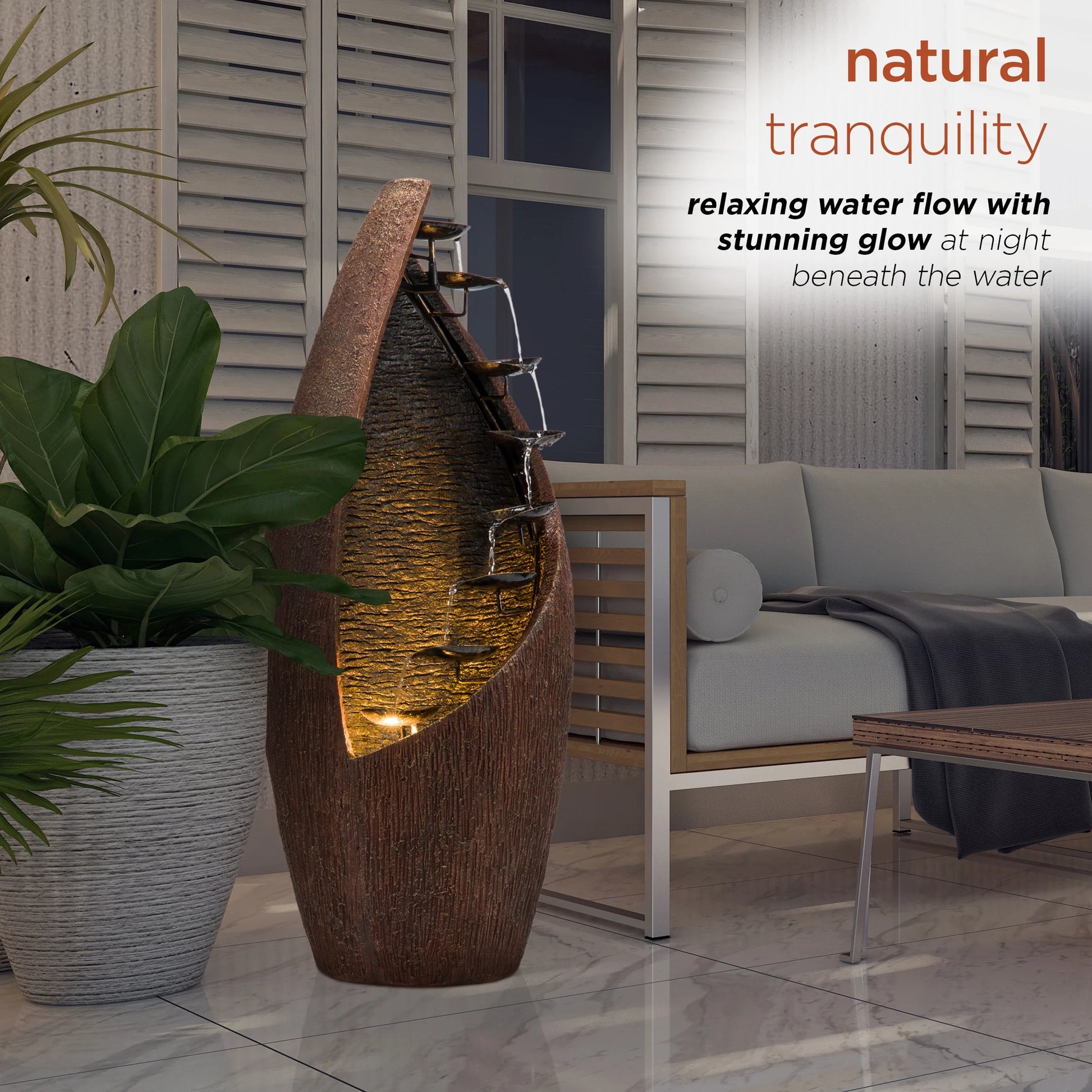 Alpine Corporation 43" Indoor and Outdoor Fiberglass Tiered Fountain