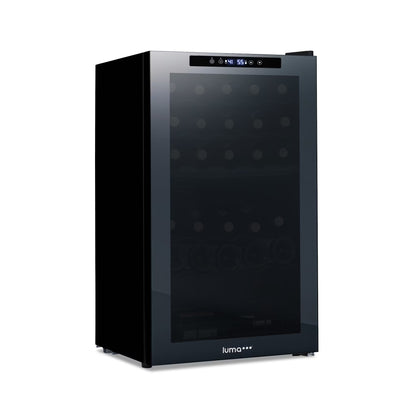 Luma Shadow Series Wine Cooler Refrigerator 16 Bottle, Freestanding Mirrored Wine Fridge with Double-Layer Tempered Glass Door & Compressor Cooling for Reds, Whites, and Sparkling Wine
