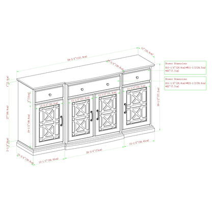 Walker Edison Classic Tiered-Front Trellis Glass Door Sideboard/TV Stand for TVs up to 65", Dark Teal