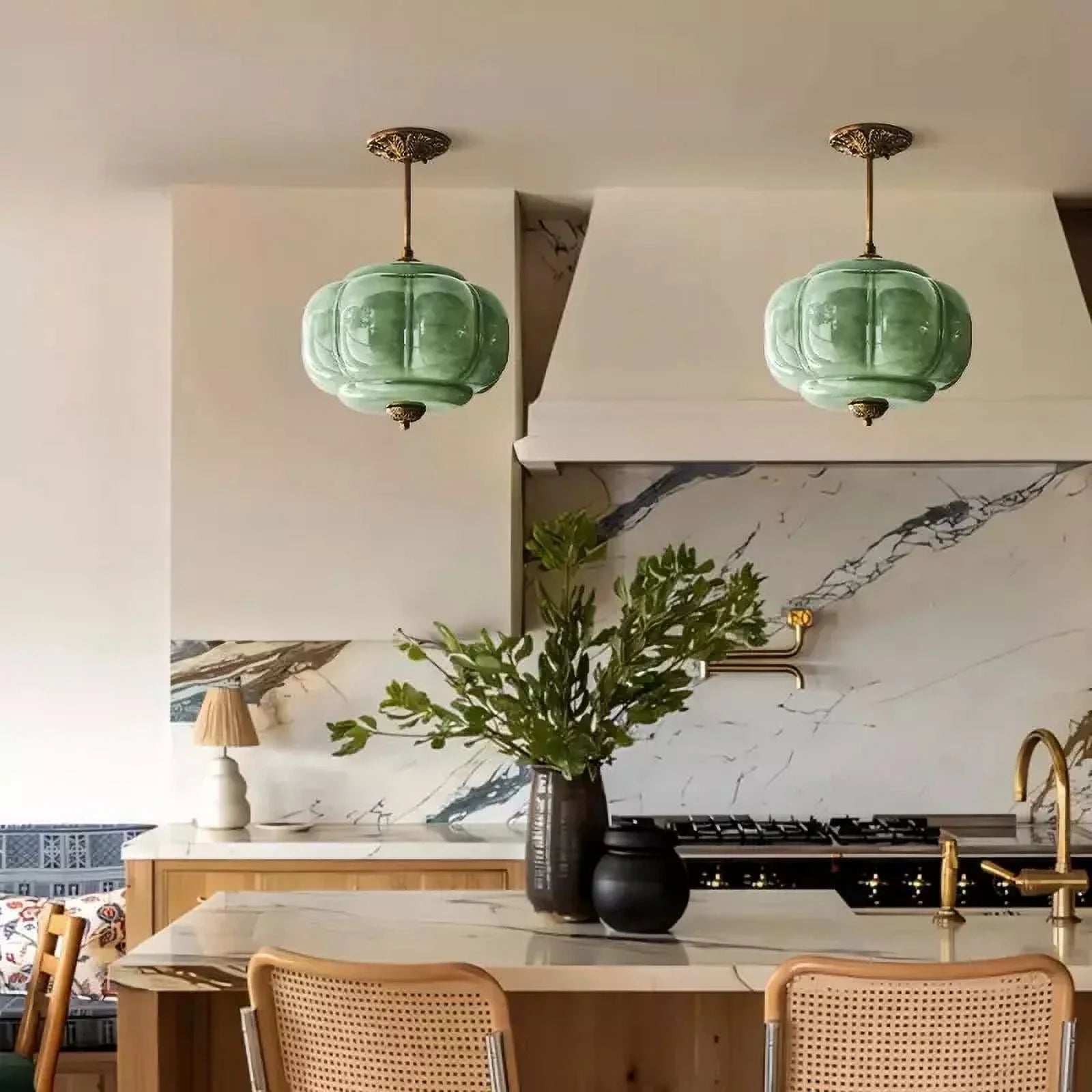 Arturesthome Eloise Scallop Milk Glass Semi-Flush Mount Pendant Ceiling Light