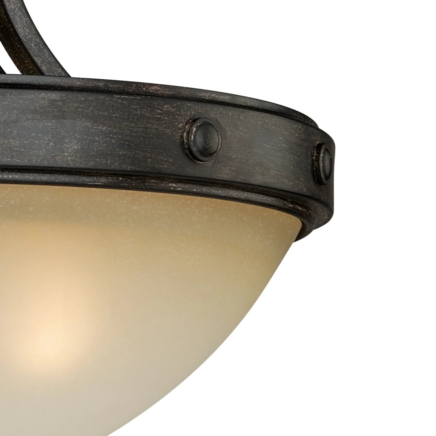 Halifax 14.5-in W Bronze Rustic Bowl Semi Flush Mount Ceiling Light Cream Glass