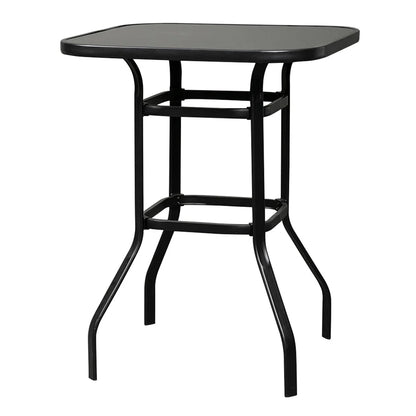 Cfowner 31° x 40° Square Multifunction Wrought Iron & Glass Patio Bar Table, Black