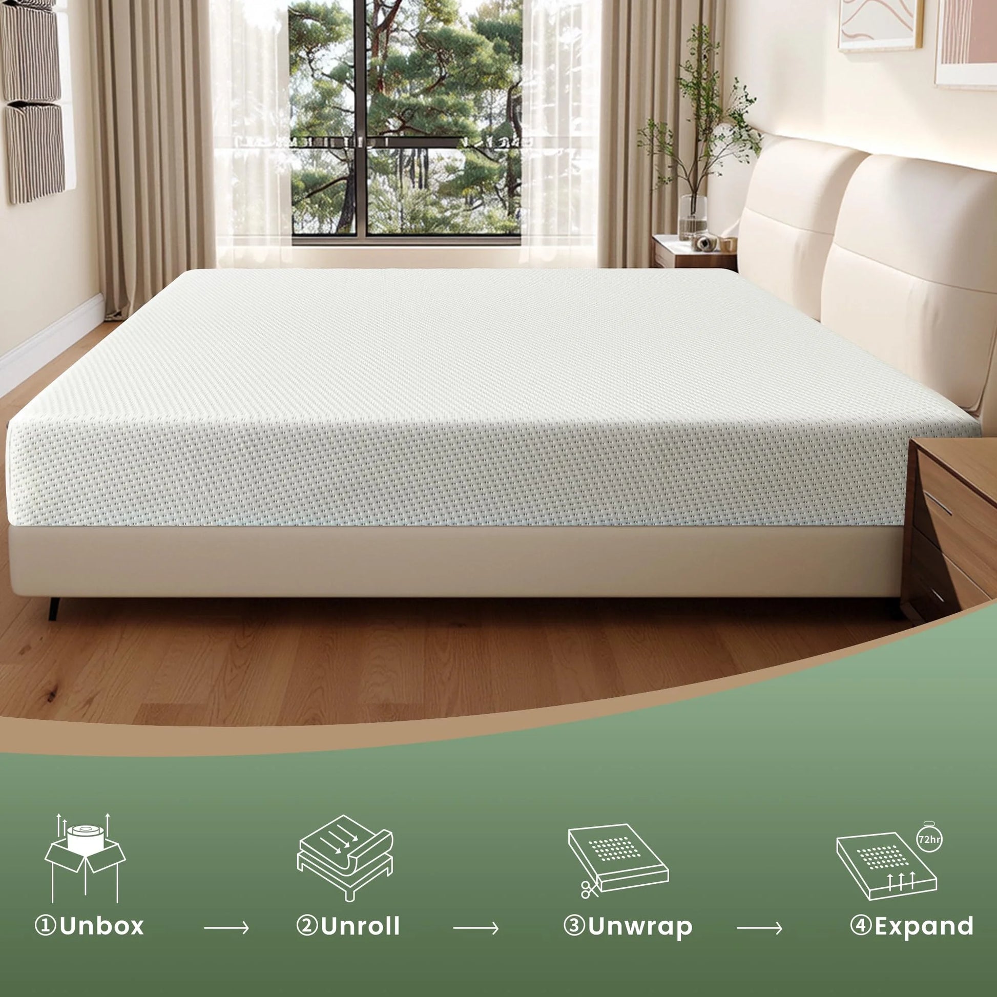 5 Inch Gel Memory Foam Mattress in a Box, Fiberglass Free, Medium Firm Pressure Relief for Cooler Sleep Supportive, Comfortable and Supportive, White
