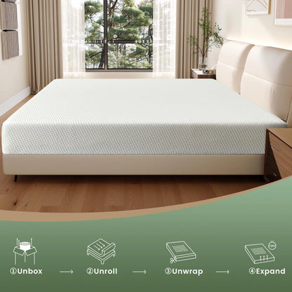 5 Inch Gel Memory Foam Mattress in a Box, Fiberglass Free, Medium Firm Pressure Relief for Cooler Sleep Supportive, Comfortable and Supportive, White