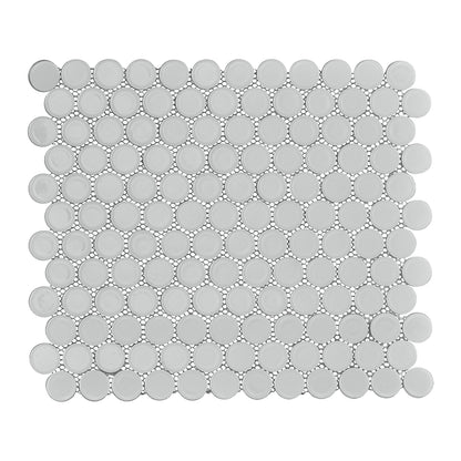 Huelva 12.68" x 11.02" Glass Penny Mosaic Floor and Wall Tile in White (Pack of 11)