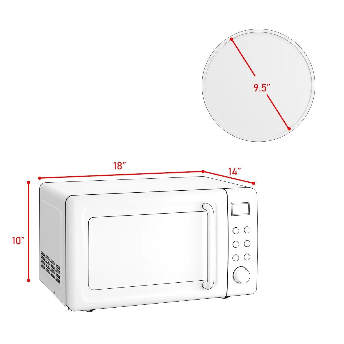 Costway 0.7Cu.ft Retro Countertop Microwave Oven 700W LED Display Glass Turntable Rose Gold