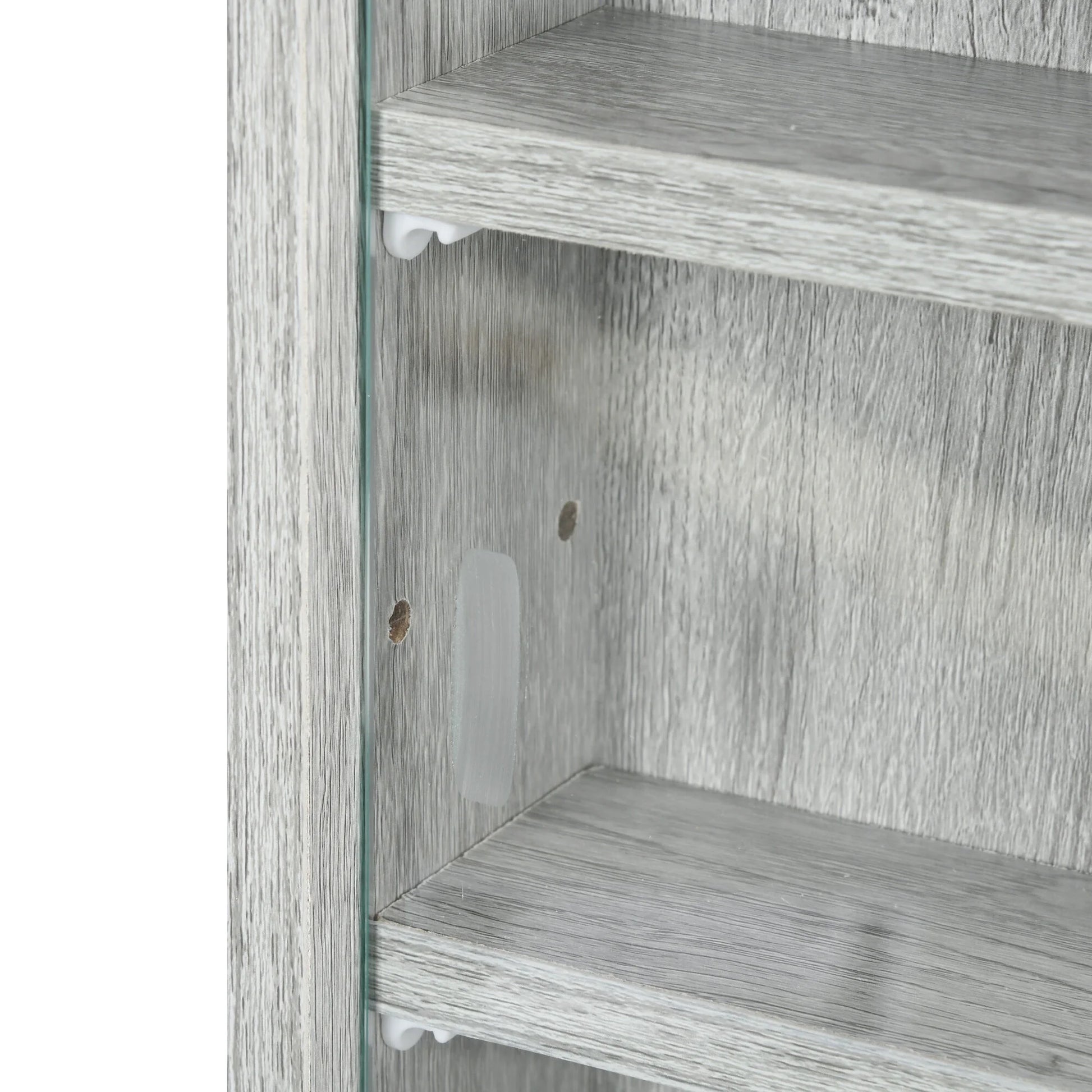 DUOSONG 5-Tier Display Cabinet, Glass Display Case With 2 Doors And Adjustable Shelves, Wall-Mounted, Grey Gray Glass Furniture Primary Living Space Cabinets