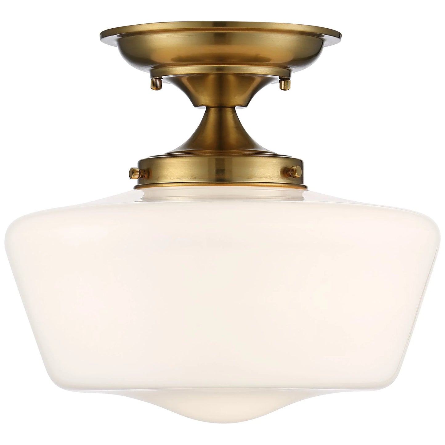 Regency Hill Rustic Farmhouse Ceiling Light Semi Flush Mount Fixture 12" Wide Soft Gold Opal White Glass for Bedroom Kitchen Living Room Hallway House