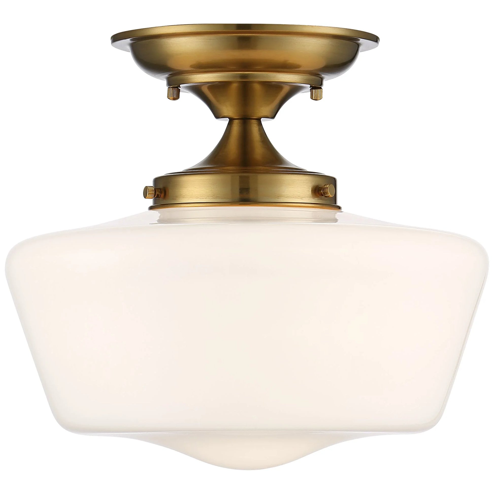 Regency Hill Rustic Farmhouse Ceiling Light Semi Flush Mount Fixture 12" Wide Soft Gold Opal White Glass for Bedroom Kitchen Living Room Hallway House