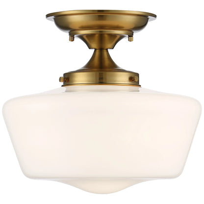 Regency Hill Rustic Farmhouse Ceiling Light Semi Flush Mount Fixture 12" Wide Soft Gold Opal White Glass for Bedroom Kitchen Living Room Hallway House