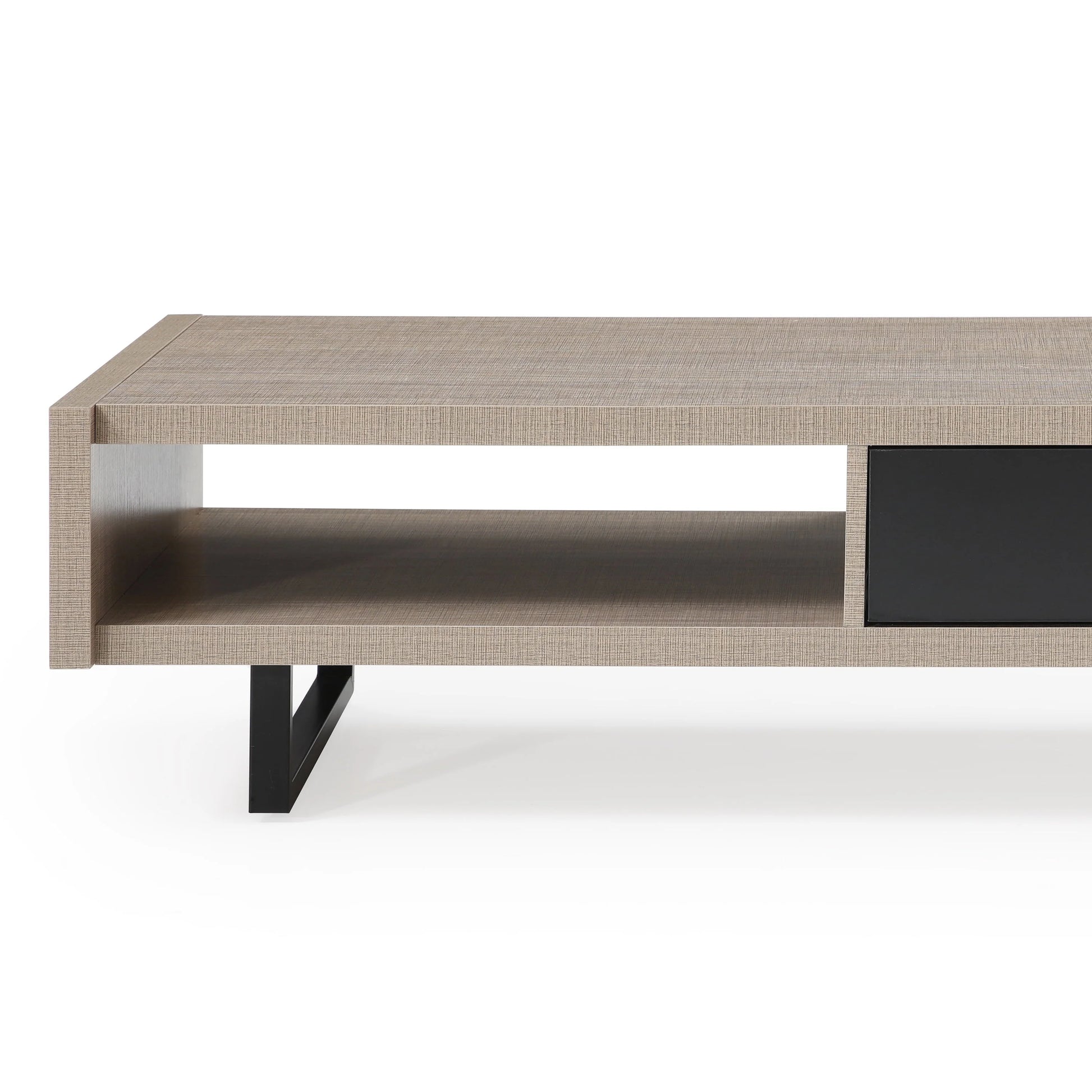 MF Studio Modern Glass Top Geometric Coffee Table, Black