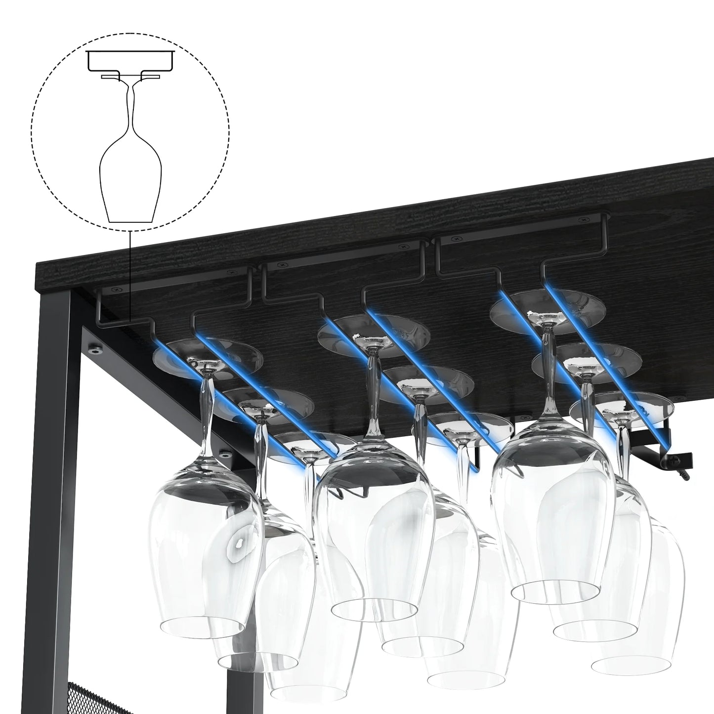 Wine Bar Rack Cabinet with Detachable Wine Rack, Bar Cabinet with Glass Holder, Small Sideboard and Buffet Cabinet with Mesh Door (White)