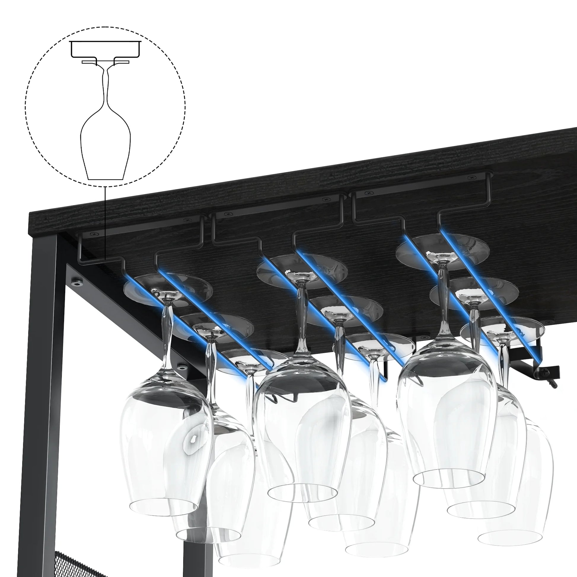 Wine Bar Rack Cabinet with Detachable Wine Rack, Bar Cabinet with Glass Holder, Small Sideboard and Buffet Cabinet with Mesh Door (White)