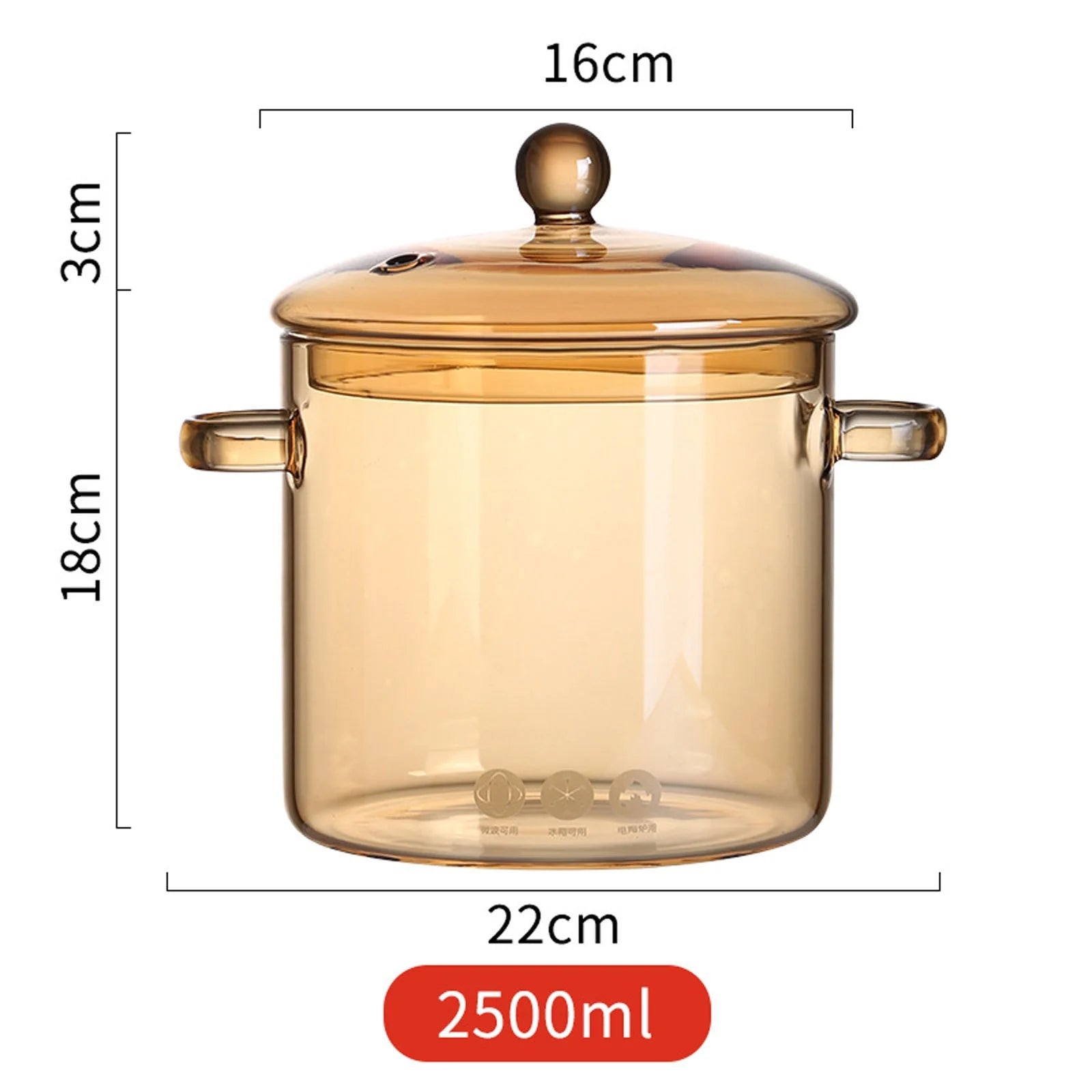 Amber Glass Cooking Pot Modern Glass Pot with Lid and Grip Stockpot Saucepans Glass Pot for Soup Vegetables Fruit Salad Instant Noodle [Energy Class A]