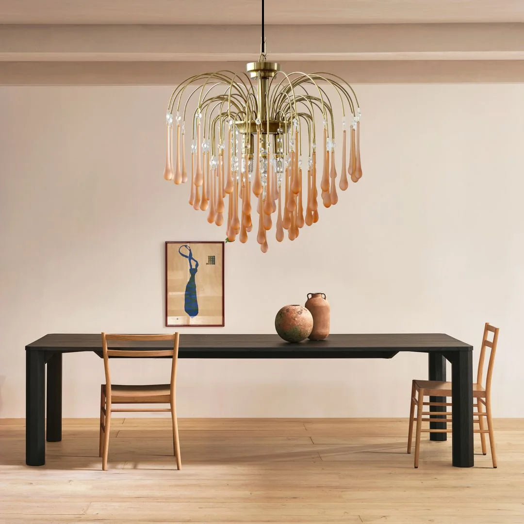 Arturesthome Italian Retro Water Drop French Snot Lamp Light Luxury Glass Chandelier
