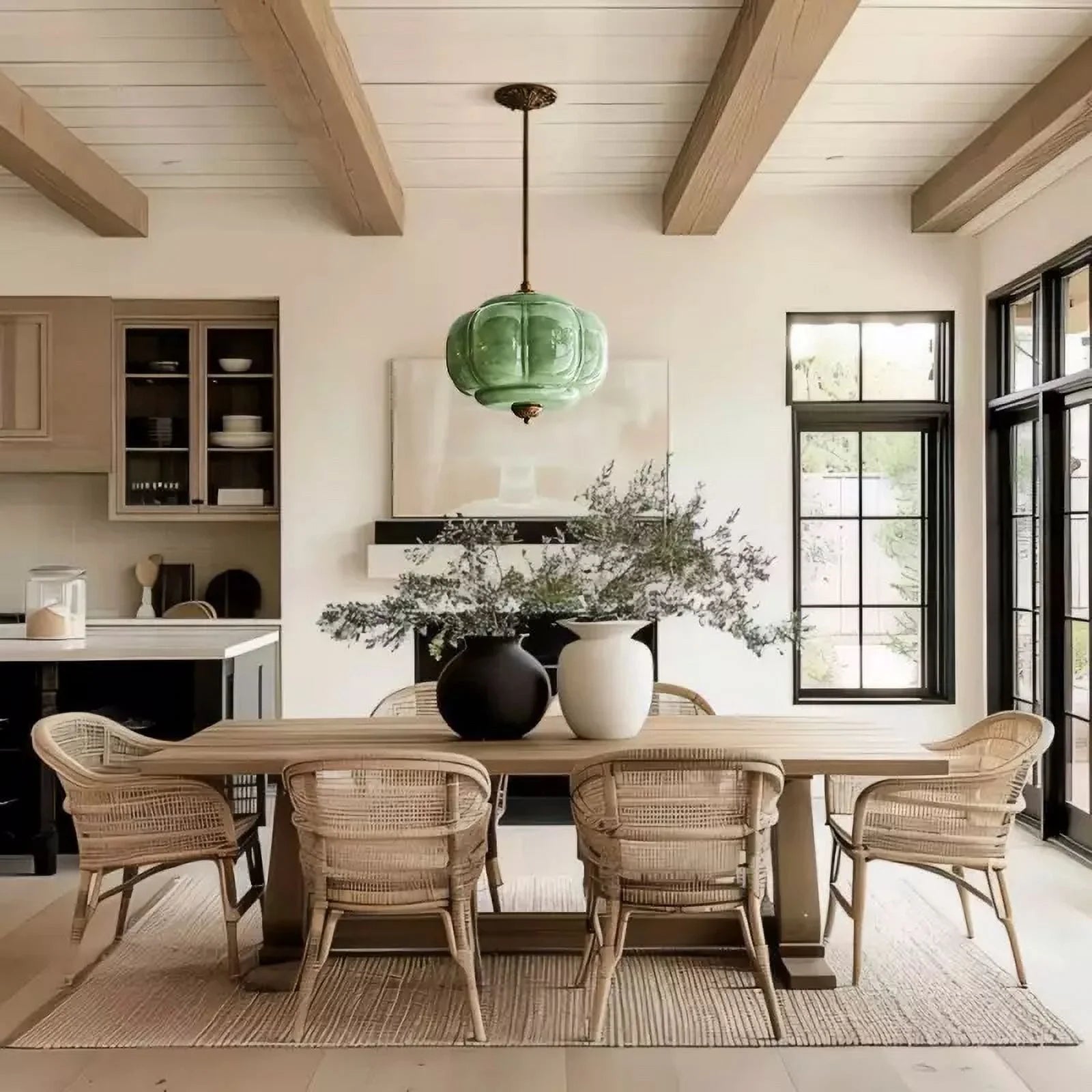 Arturesthome Eloise Scallop Milk Glass Semi-Flush Mount Pendant Ceiling Light