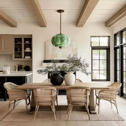 Arturesthome Eloise Scallop Milk Glass Semi-Flush Mount Pendant Ceiling Light