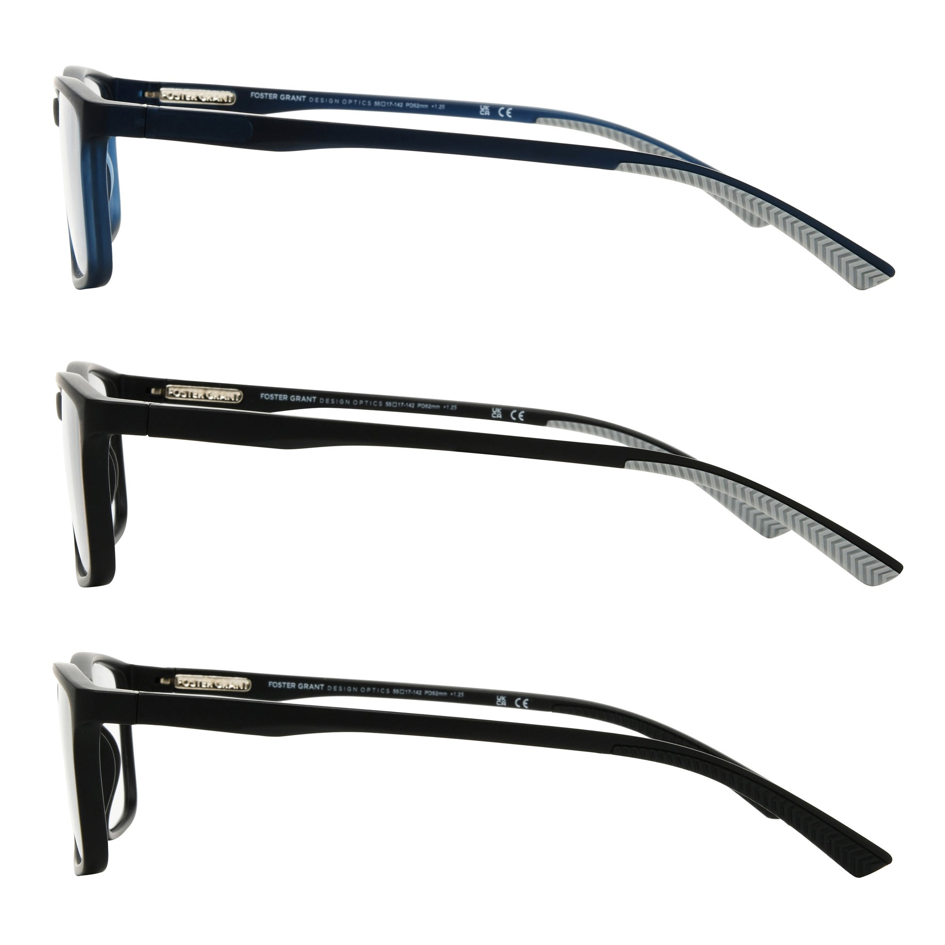 Design Optics by Foster Grant #666 Classic Plastic Rectangle Reading Glasses, 3-pack