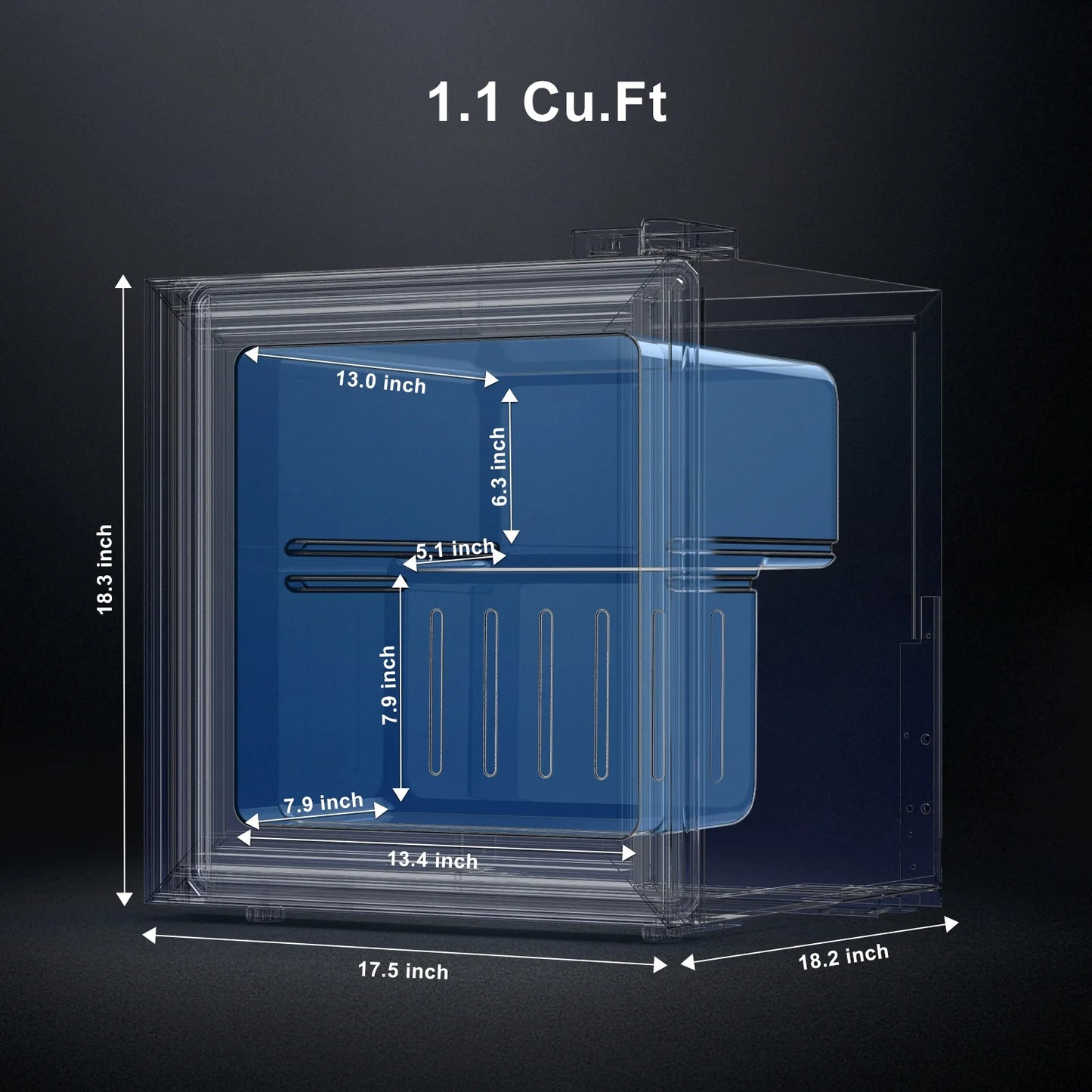 ADT 1.1 cu ft Upright Display Freezer with Glass Door for home use and POS