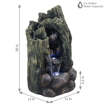 Sunnydaze Cavern of Mystery Fiberglass Concrete Outdoor Water Fountain with Lights