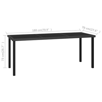 vidaXL Outdoor Dining Table Garden Porch Patio Table with Glass Top PE Rattan