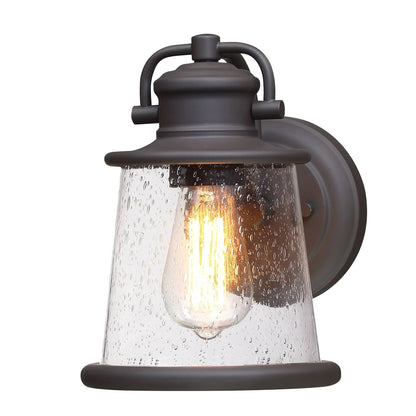 Dark Bronze Outdoor Light Fixture Wall Mount for Porch, House, Doorway, Hallway, Exterior with Seeded Glass Shade