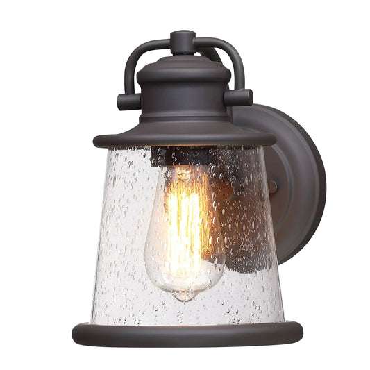 Dark Bronze Outdoor Light Fixture Wall Mount for Porch, House, Doorway, Hallway, Exterior with Seeded Glass Shade