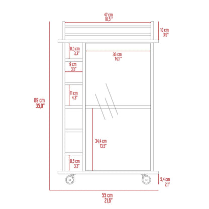TUHOME Dukat Kitchen Bar Cart with Glass Door, Espresso