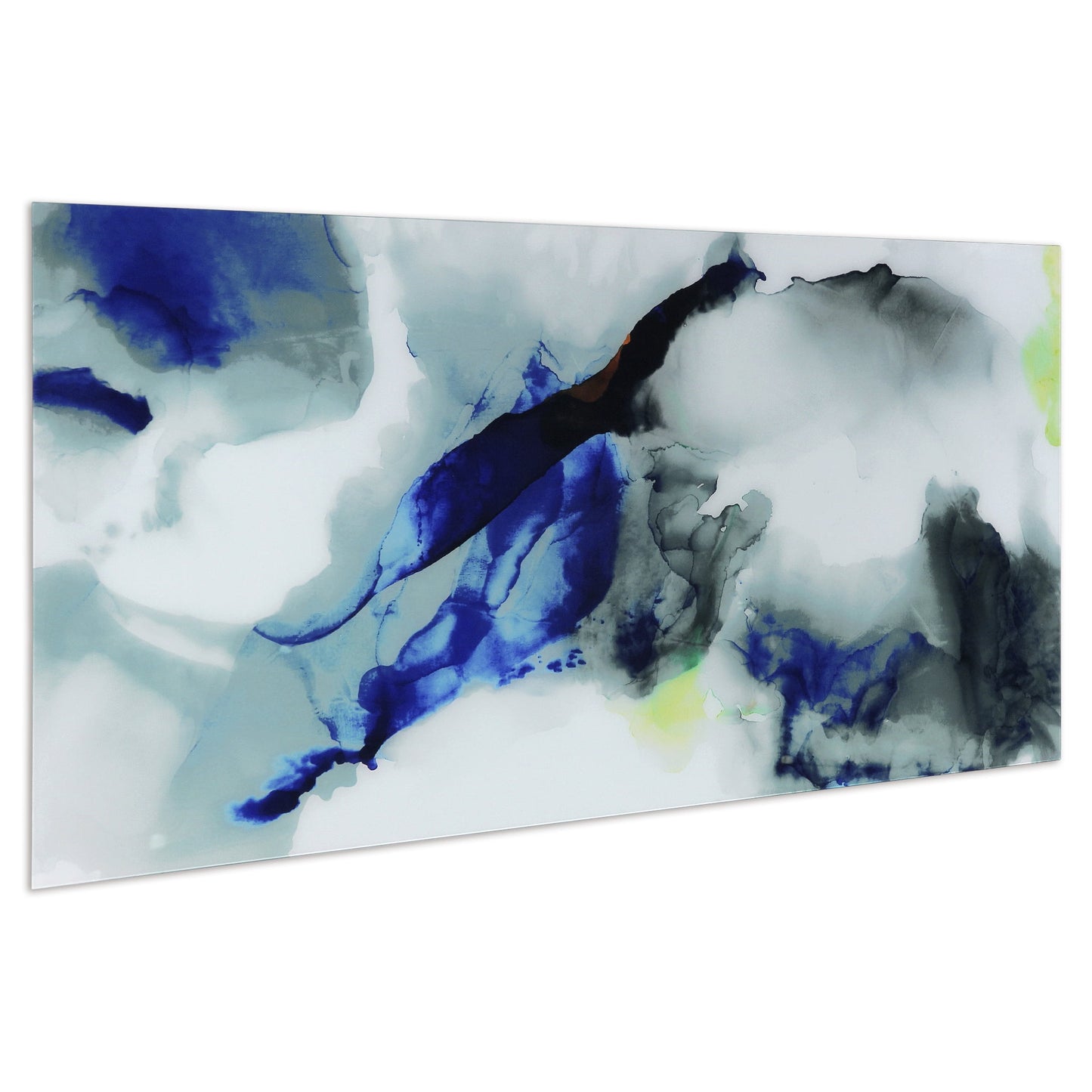 Empire Art Direct Blue Splash Frameless Free Floating Tempered Glass Panel Graphic Wall Art, 72" x 36", Ready to Hang