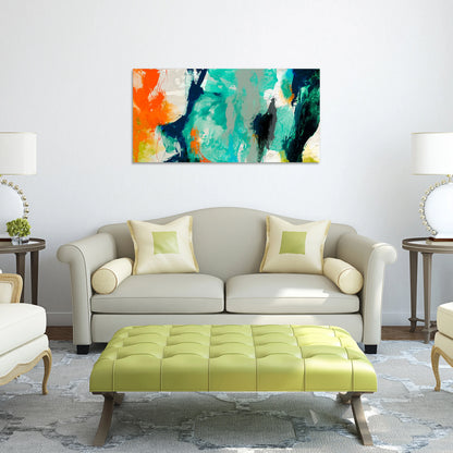 Empire Art Direct Tidal Abstract 2 Frameless Free Floating Tempered Glass Panel Graphic Wall Art, 24" x 48" x 0.2", Ready to Hang