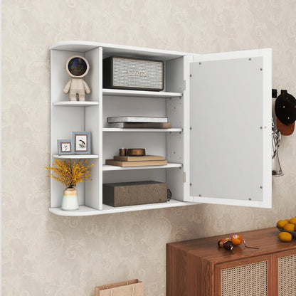 Costway, White, Medium Density Fiberboard, Multipurpose Mount Wall Surface Cabinet Mirror Glass, 26.00 x 6.50 x 23.50 Inches