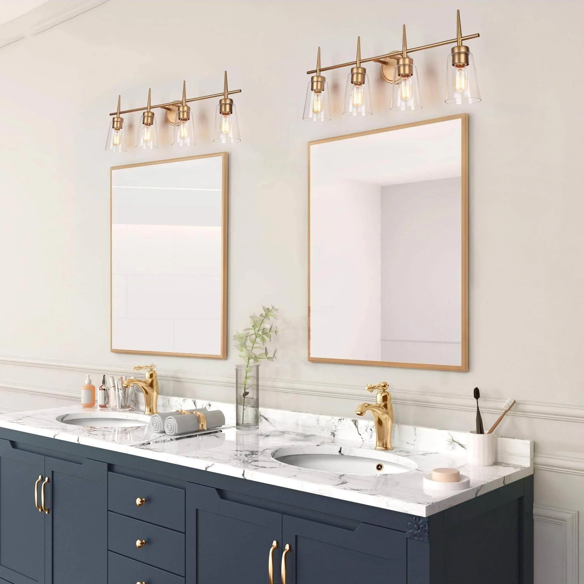 Modern 4/3/2-Light Farmhouse Linear Bathroom Vanity Lights Dimmable Wall Sconces with Clear Glass Shade L 20'' 3-light L20"x W6"x H 11.5" Painted 13