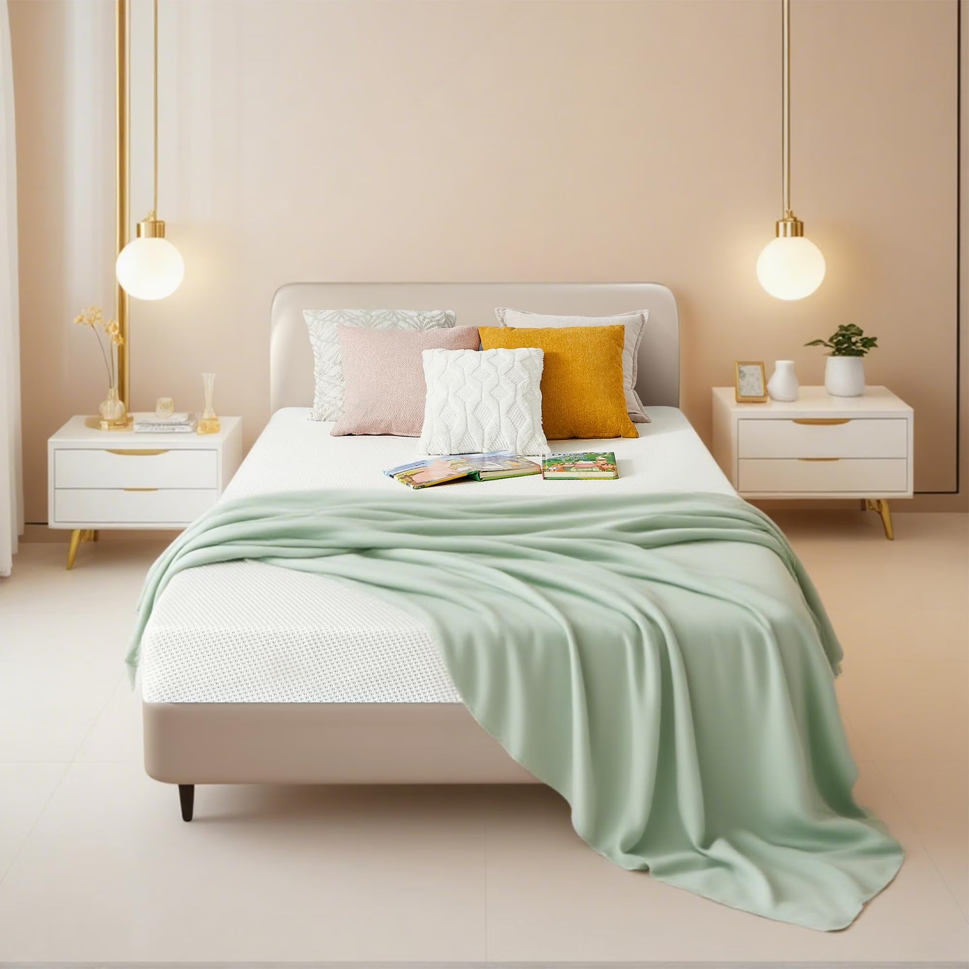 5 Inch Gel Memory Foam Mattress in a Box, Fiberglass Free, Medium Firm Pressure Relief for Cooler Sleep Supportive, Comfortable and Supportive, White