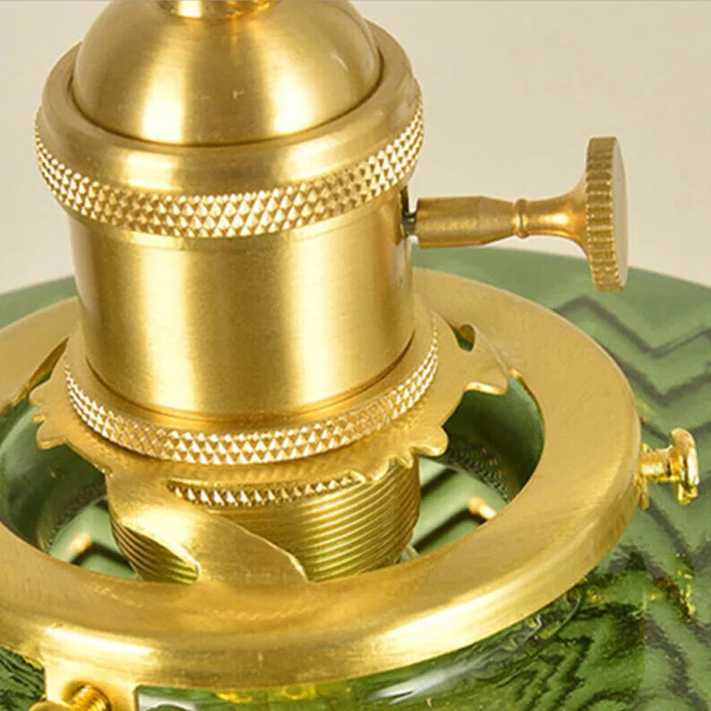 Arturesthome Classic Vintage Green Glass Pendant Light Cylinder Wavy Small Light Fixture