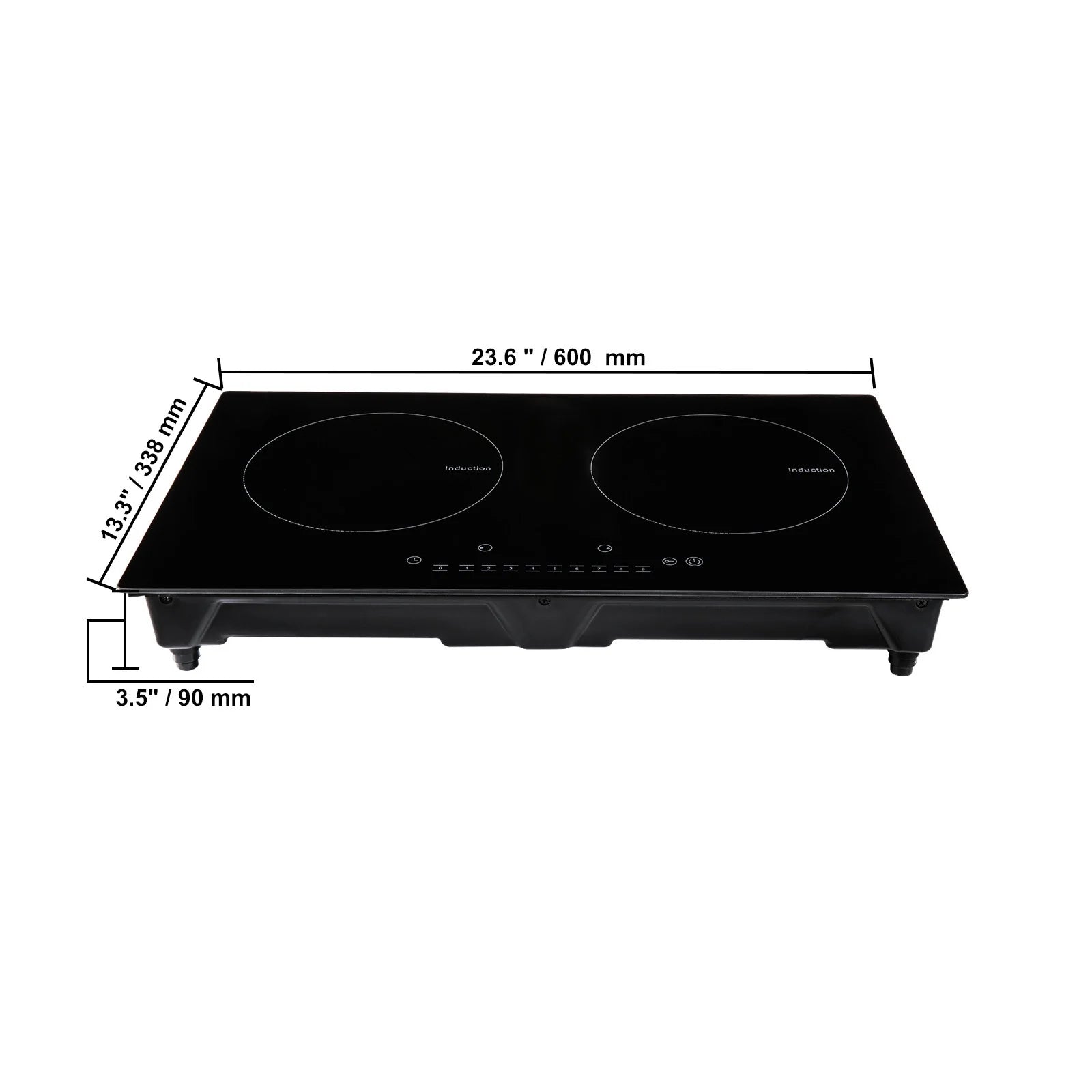 KFFKFF 2 Burners Ceramic Glass Stove Top Touch Control 24 inch Electric Cooktop