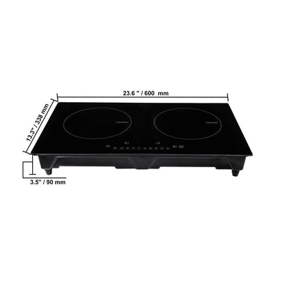 KFFKFF 2 Burners Ceramic Glass Stove Top Touch Control 24 inch Electric Cooktop