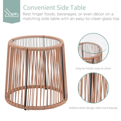 Patio Furniture Set, Betcozy3 Pieces Outdoor Chairs Set with Glass Coffee Table for Garden, Bistro, Porch, Balcony, Backyard