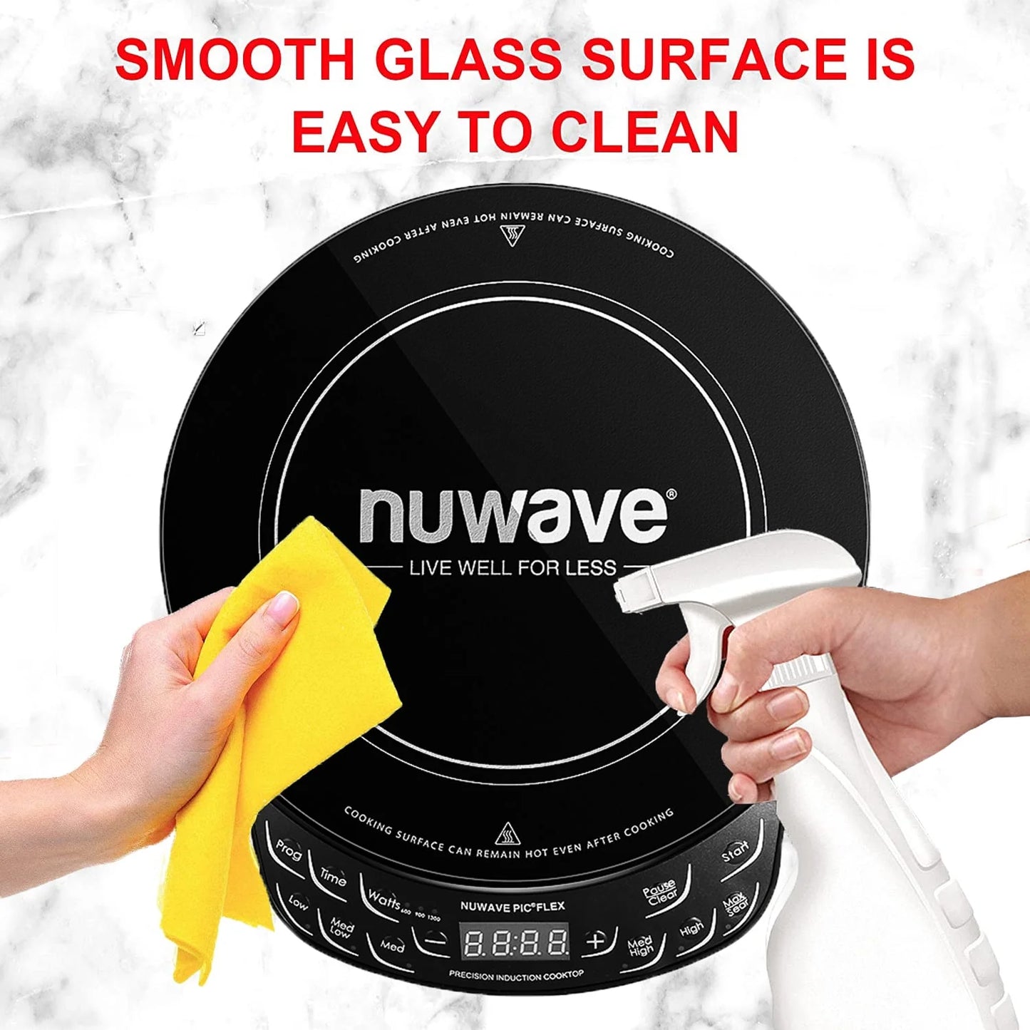 NuWave Portable Induction Cooktop Flex with 10.25-inch Shatter-Proof Ceramic Glass, Large 6.5-inch Heating Coil, 3 Wattage Settings 600, 900 & 1300 Watts