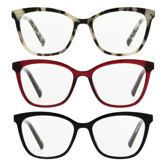 Design Optics by Foster Grant #811 Fashion Cateye Reading Glasses, 3-pack