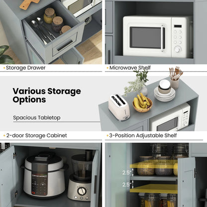 Topbuy Rolling Kitchen Island with Wheels Kitchen Cartwith Drawer and Glass Door Cabinet